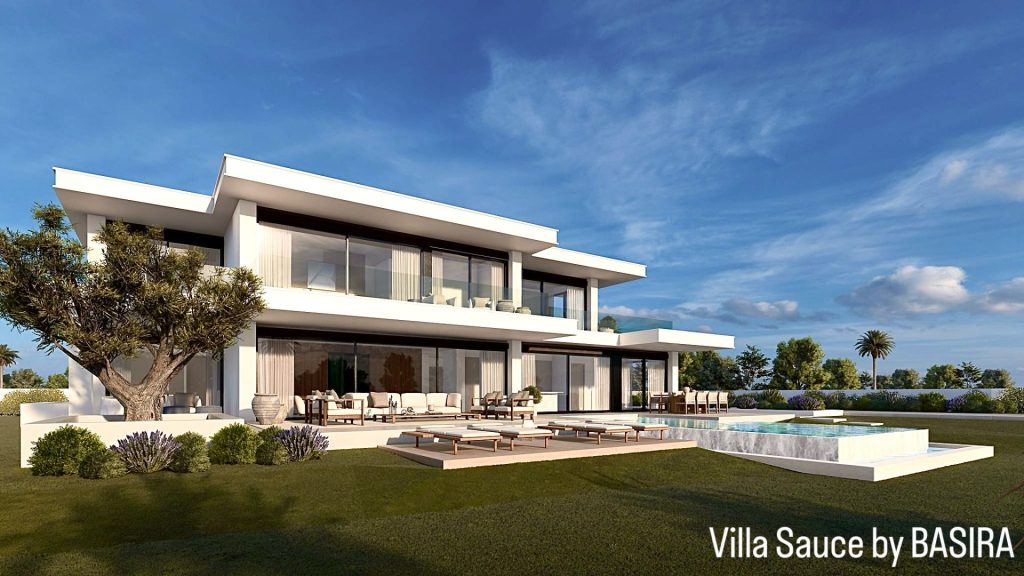 Villa moderna con piscina exterior