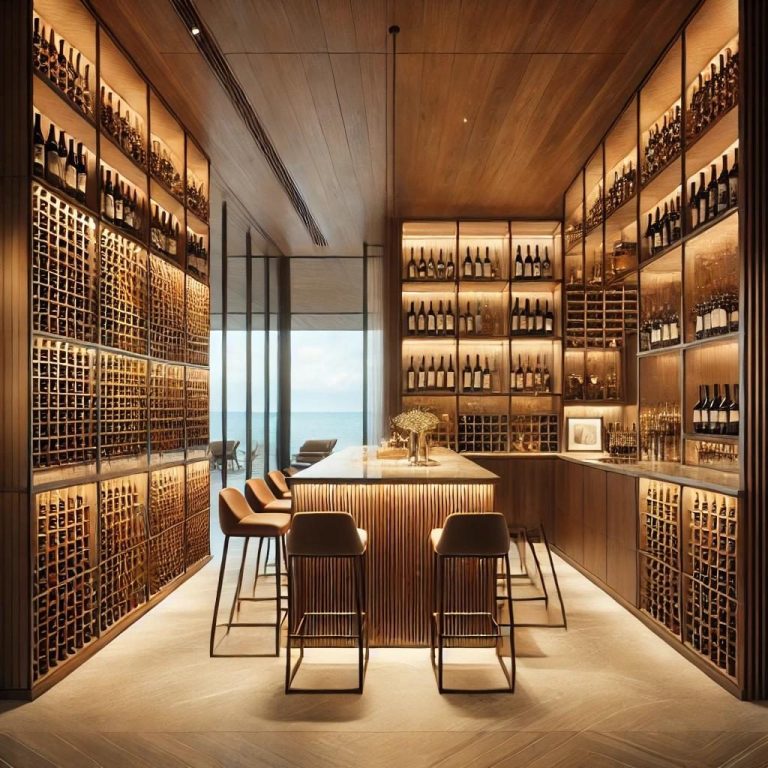 Bar con botellas de vino