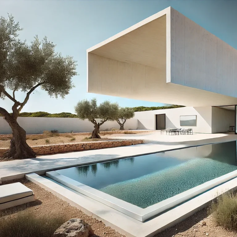 Casa moderna con piscina despejada